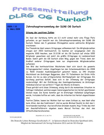 Jahreshauptversammlung der DLRG OG Durlach