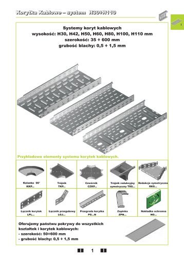 Korytka Kablowe â system H30Ã·H110 - Baks