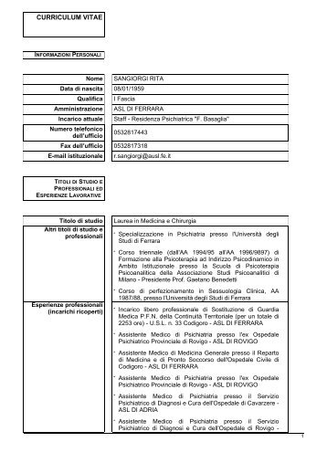 CV SANGIORGI RITA.pdf - Azienda USL di Ferrara