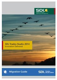 SDL Trados Studio 2014 Migration Guide - Online Product Help