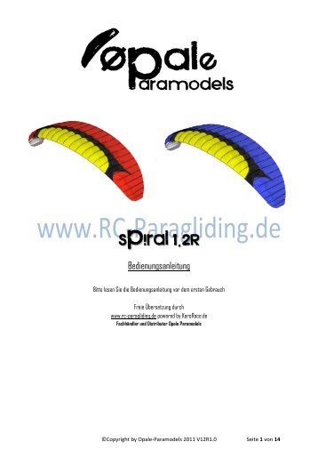 Bedienungsanleitung Spiral 1.2 R - RC-Paragliding