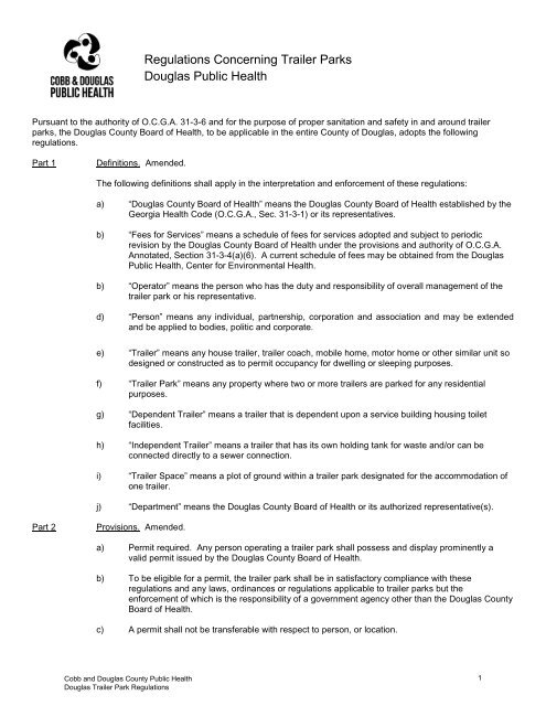 Douglas County Regulations Concerning Trailer Parks - Cobb ...