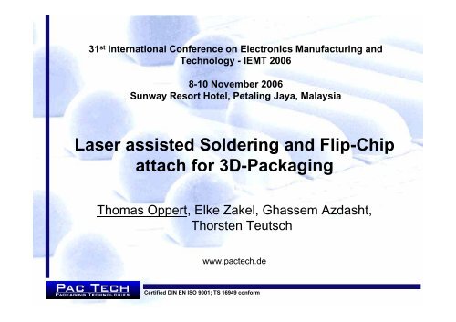 Laser assisted Soldering and Flip-Chip attach for 3D-Packaging