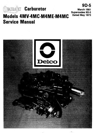 Quadrajet Service Manual 1981 - Bdub.net