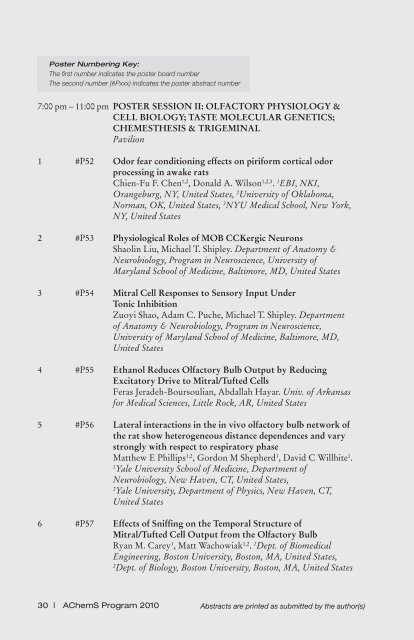 Program - Association for Chemoreception Sciences