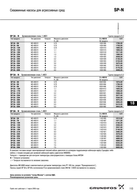 ÐÐ¾Ð²ÑÐ¹ Ð¿ÑÐ°Ð¹Ñ-Ð»Ð¸ÑÑ 2009 Ð½Ð° Ð½Ð°ÑÐ¾ÑÑ Grundfos