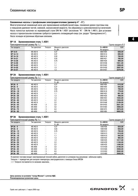 ÐÐ¾Ð²ÑÐ¹ Ð¿ÑÐ°Ð¹Ñ-Ð»Ð¸ÑÑ 2009 Ð½Ð° Ð½Ð°ÑÐ¾ÑÑ Grundfos