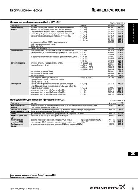 ÐÐ¾Ð²ÑÐ¹ Ð¿ÑÐ°Ð¹Ñ-Ð»Ð¸ÑÑ 2009 Ð½Ð° Ð½Ð°ÑÐ¾ÑÑ Grundfos