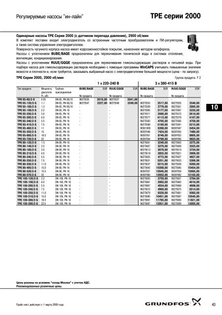 ÐÐ¾Ð²ÑÐ¹ Ð¿ÑÐ°Ð¹Ñ-Ð»Ð¸ÑÑ 2009 Ð½Ð° Ð½Ð°ÑÐ¾ÑÑ Grundfos