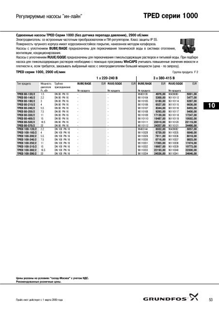 ÐÐ¾Ð²ÑÐ¹ Ð¿ÑÐ°Ð¹Ñ-Ð»Ð¸ÑÑ 2009 Ð½Ð° Ð½Ð°ÑÐ¾ÑÑ Grundfos