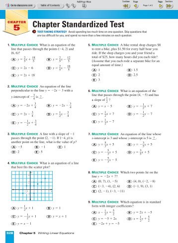 Alg 1 Ch 5 Stand Test pg 328