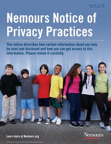 Notice of Privacy Practices (PDF) - Nemours