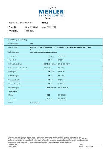 super MESH FR 7523 5300 Technisches Datenblatt Nr.: