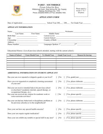 APPLICATION FORM.pdf - PAREF Southridge School