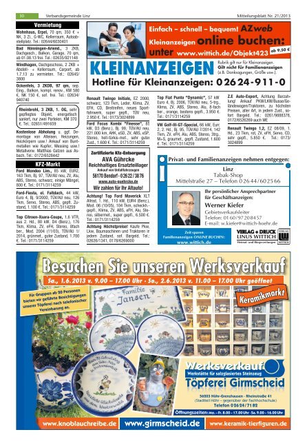 Ausgabe Nr. 21 vom 22.05.2013 - Verbandsgemeindeverwaltung ...