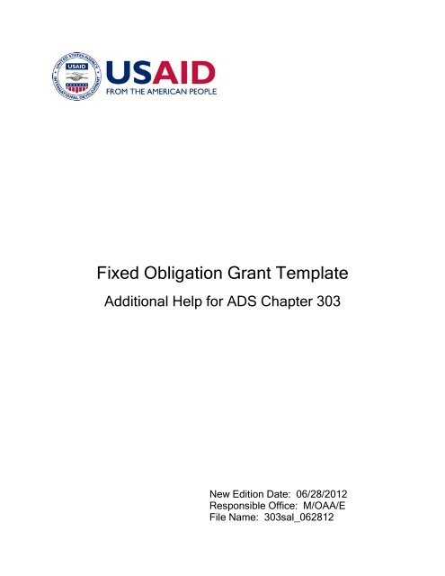 Fixed Obligation Grant Template - usaid