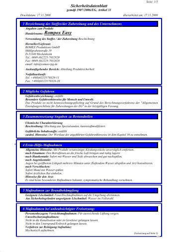 Sicherheitsdatenblatt - ROMEX-PFM