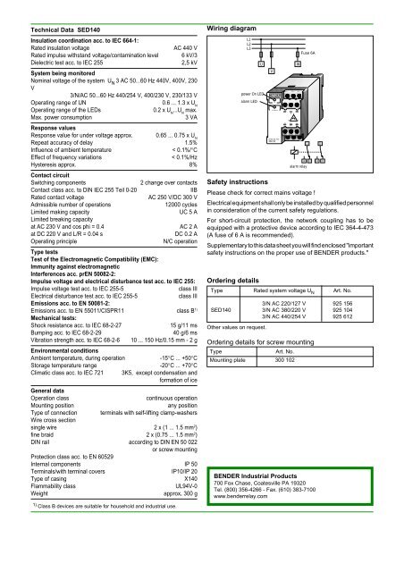 Datasheet (PDF) - Bender