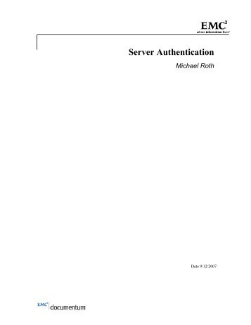 Server Authentication - EMC Community Network