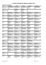 Laufliste Schwäbische Meisterschaften 2011 - Schwaben - DLRG ...