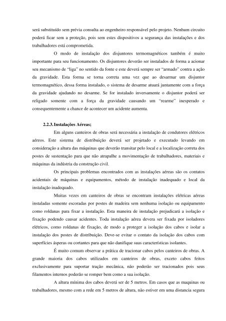 Instalações elétricas provisórias seguras em canteiro de obras.