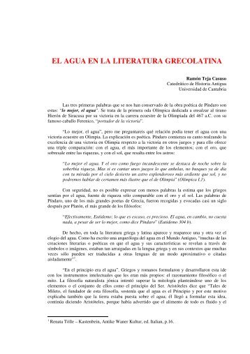 EL AGUA EN LA LITERATURA GRECOLATINA - SEPREM