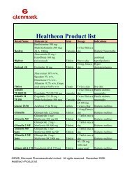 Healtheon Product list - Glenmark