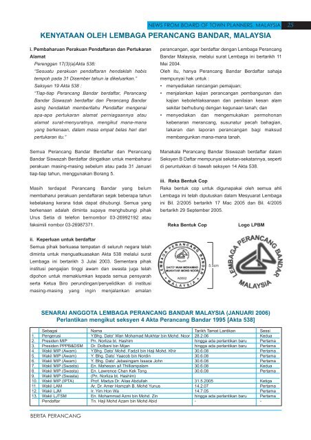 Download February 2006 Issue - Malaysian Institute of Planners