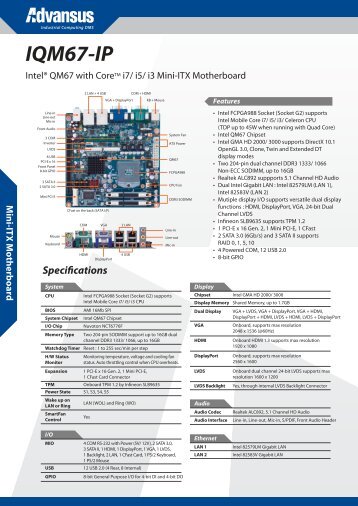 M ini-IT XM otherb oard IQM67-IP - Rosch Computer GmbH