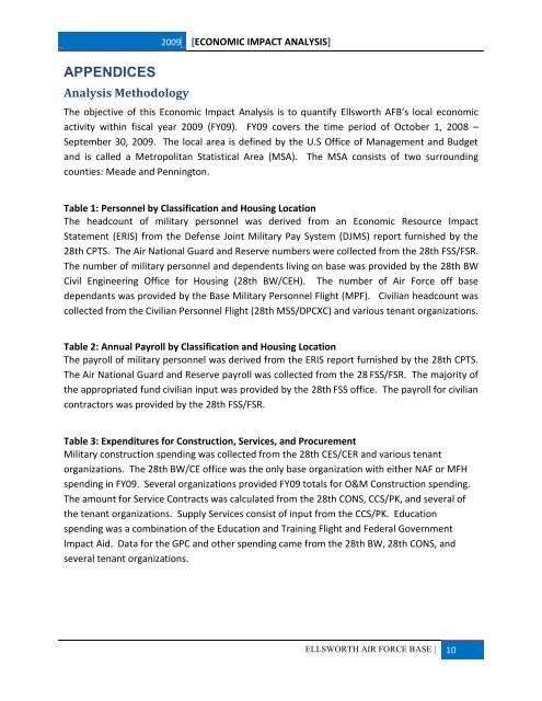 ECONOMIC IMPACT ANALYSIS - Ellsworth Air Force Base