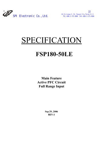 FSP180-50LE Main Feature Active PFC Circuit Full Range Input