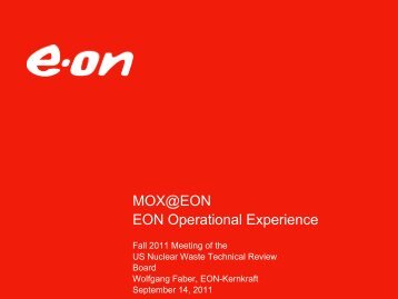 MOX@EON: EON Operational Experience - Ausgestrahlt