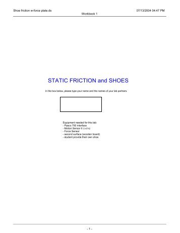 STATIC FRICTION and SHOES