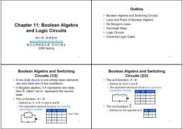 Chapter 11: Boolean Algebra and Logic Circuits - 國立台灣科技大學