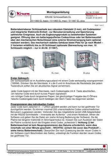 Montageanleitung - KRUSE Sicherheitssysteme