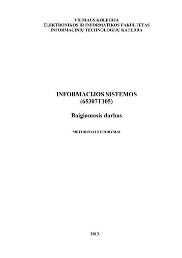 INFORMACIJOS SISTEMOS (65307T105 ... - Vilniaus Kolegija