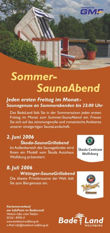 Sommer- SaunaAbend -  BadeLand Wolfsburg
