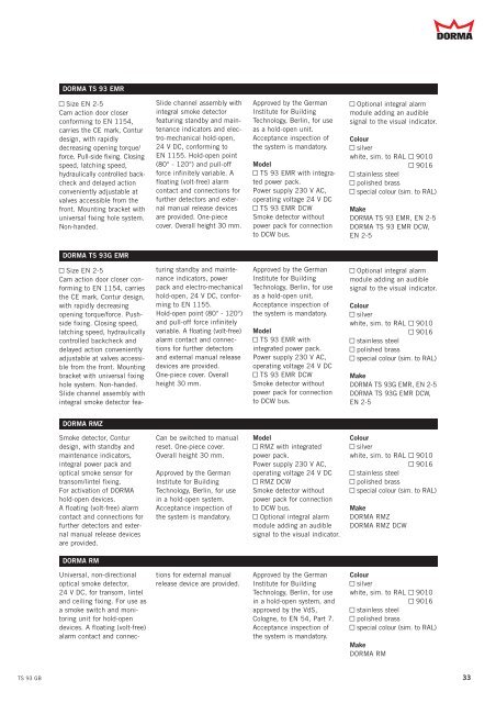 TS 93 DORMA - The Building Product Directory