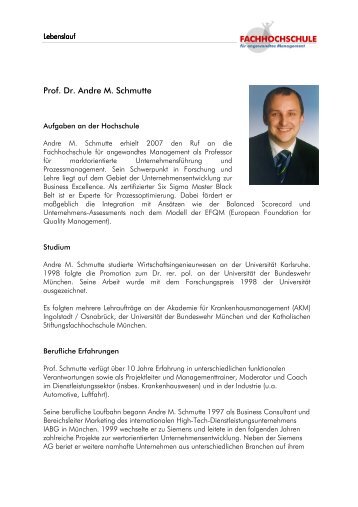 Prof. Dr. Andre M. Schmutte - University of Applied Management