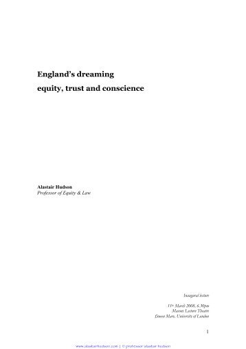 England's dreaming equity, trust and conscience - alastairhudson.com