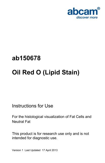 ab150678 Oil Red O (Lipid Stain) - Abcam