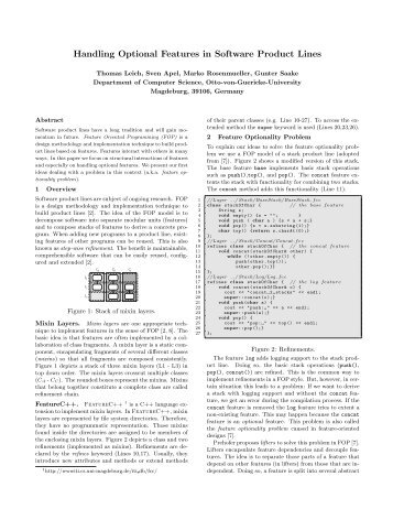 Handling Optional Features in Software Product Lines