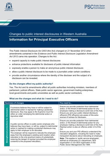 Information for Principal Executive Officers - Public Sector Commission