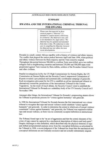 2007 - The Rwandan conflict and the prosecution of rape