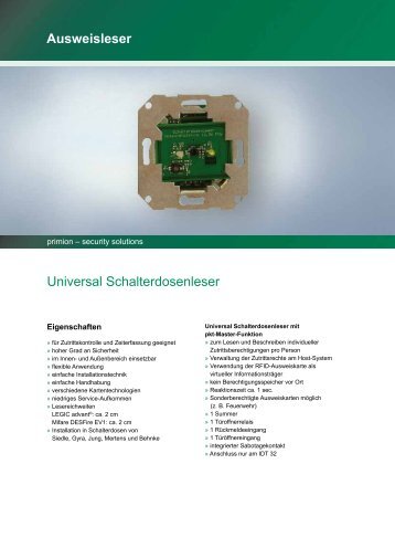 Ausweisleser Universal Schalterdosenleser - primion Technology AG