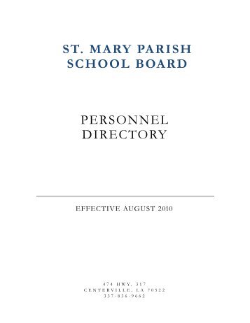 Personnel Directory - St. Mary Parish Schools