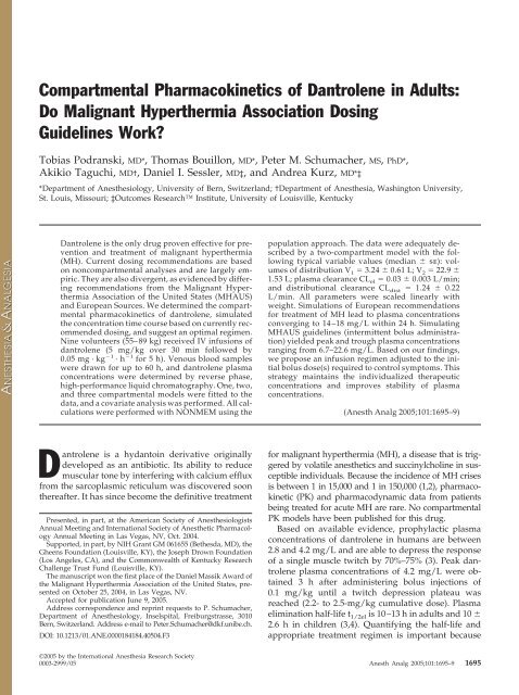Compartmental Pharmacokinetics Of Dantrolene In Adults Do
