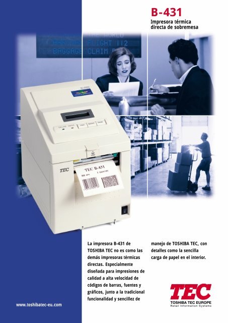 Impresora tÃ©rmica directa de sobremesa - Toshiba Tec