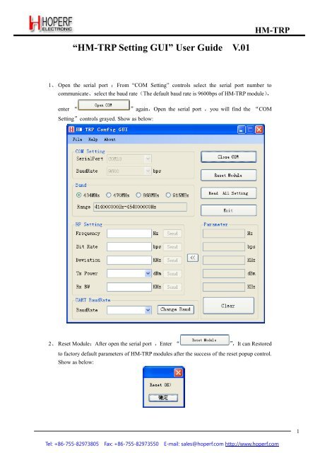 “HM-TRP Setting GUI” User Guide V.01 - HOPE Microelectronics