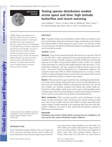 Testing species distribution models across space and time: high ...
